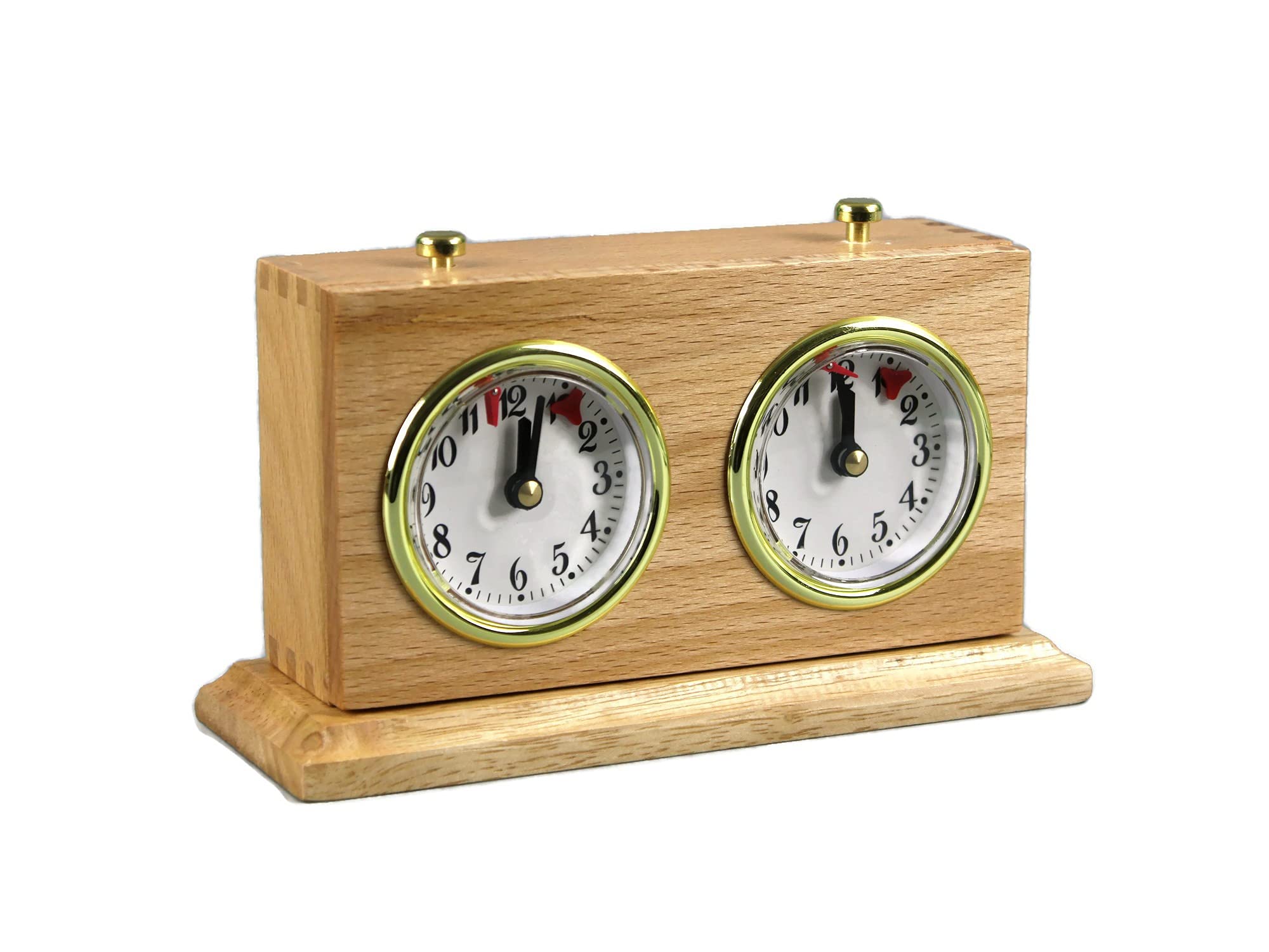 Turnier Horloge d'échecs analogique en bois naturel avec support pour un jeu d'échecs complet Minuteur mécanique Tournoi de championnat