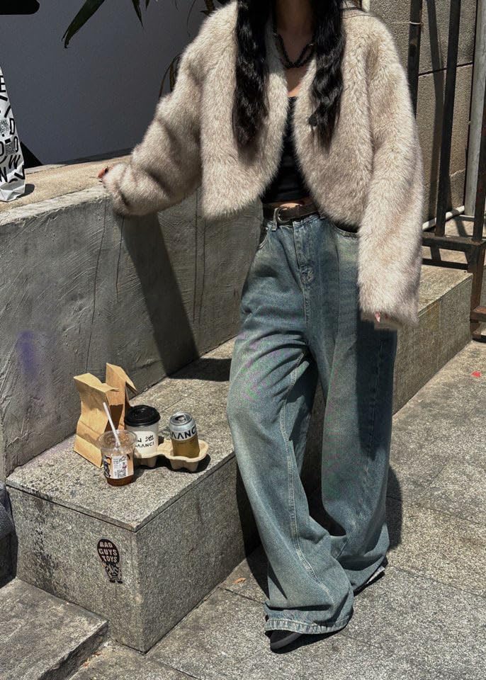 Women's artificial fur coat, winter thick warm jacket, fluffy plush cardigan2