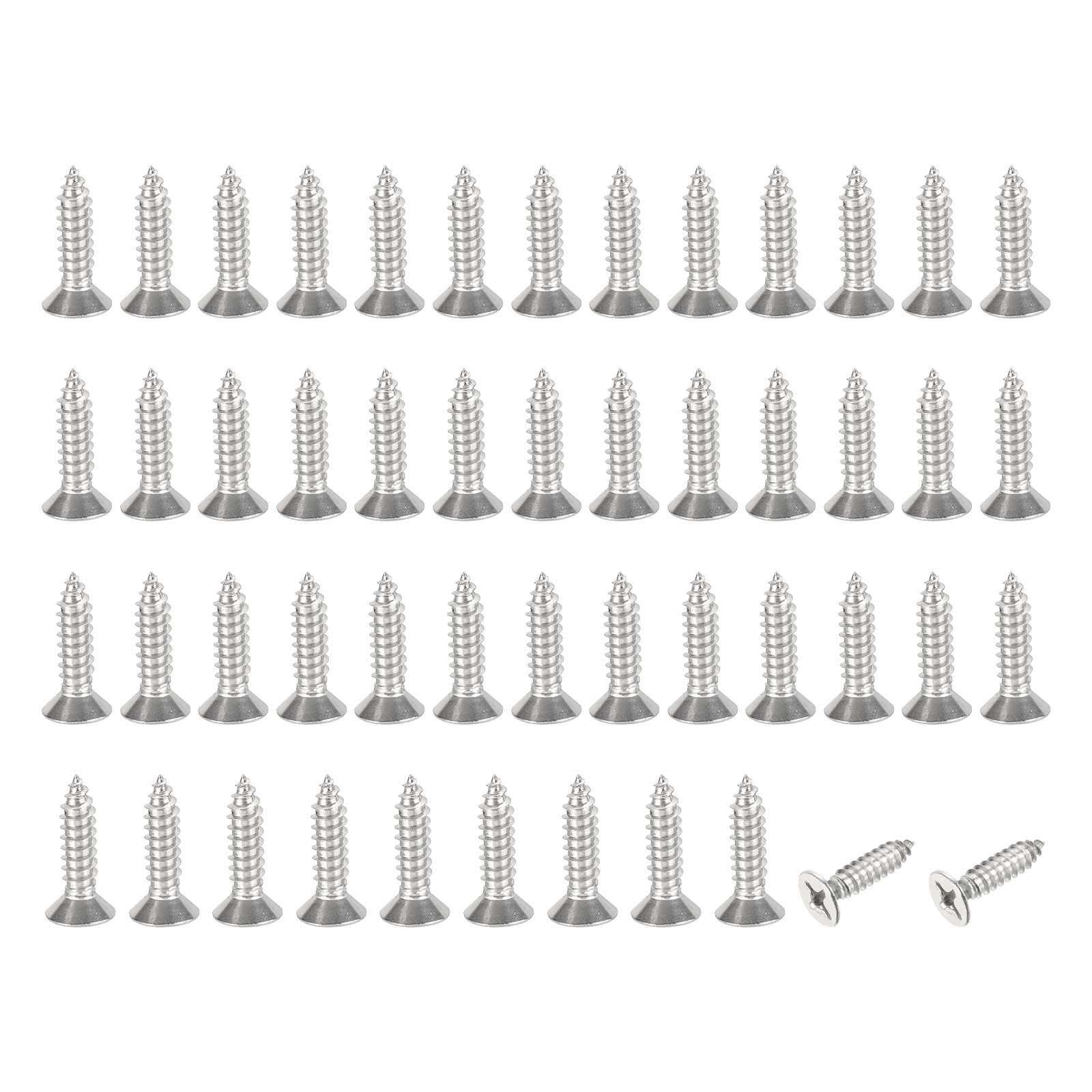PATIKIL #14x1" Flat Head Sheet Metal Screws, 50 Pcs 304 Stainless Steel Phillips Drive Self Tapping Wood Screws for Metal Wood Drywall