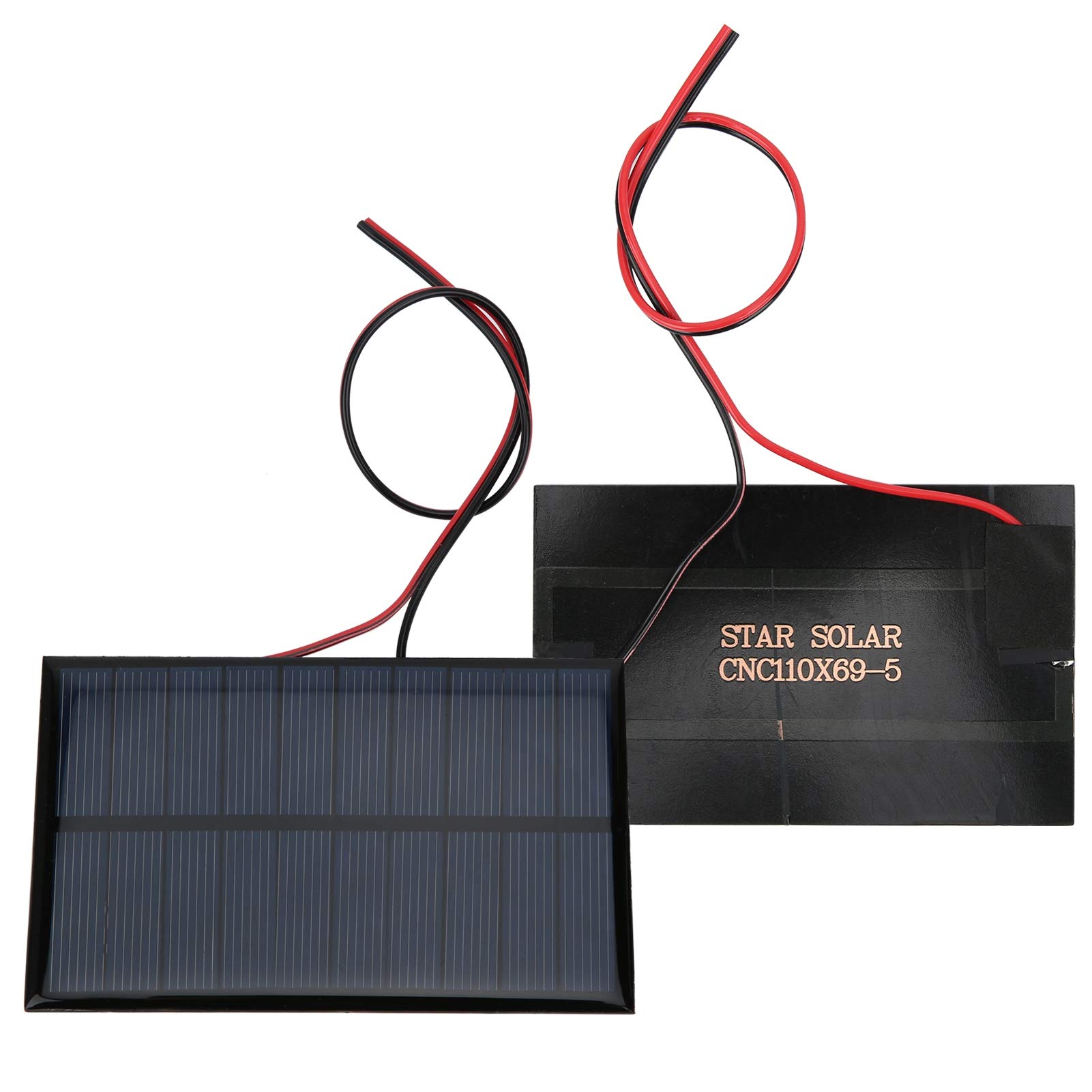 Mini Pannelli Solari 5V 250mA 1,25W, 2 Pezzi Celle Solari Policristalline 110x69mm con Cavo 30cm per Progetti Fai da Te e Caricabatterie per Giocattoli