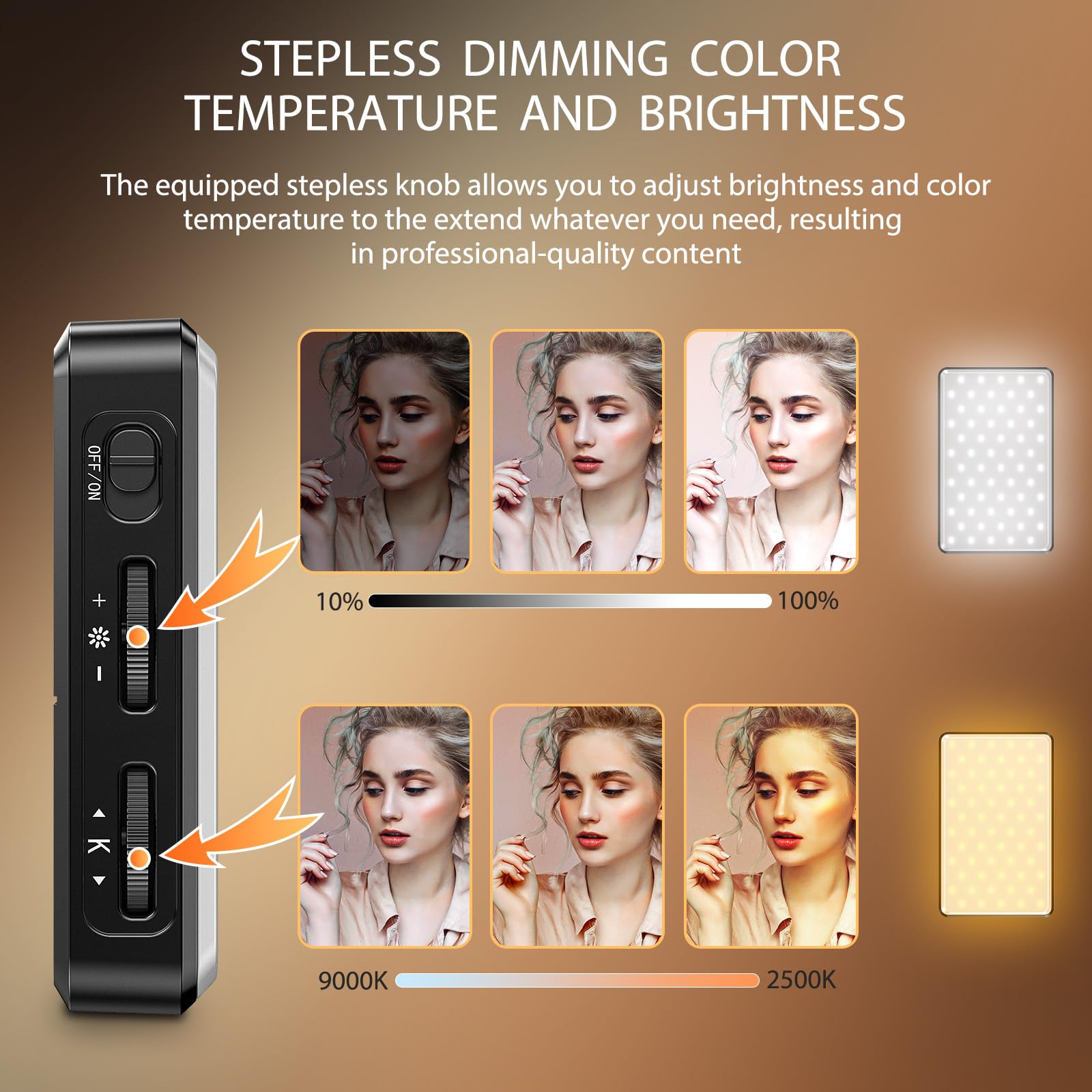 Telefono Luce Selfie, Luce per Foto Portatile Dimmerabile 2500-9000K CRI 95+ 3000mAh Batteria 120 LED con Treppiede e Clip, Lampada per Foto per Telefono/iPad/Laptop/Fotocamera