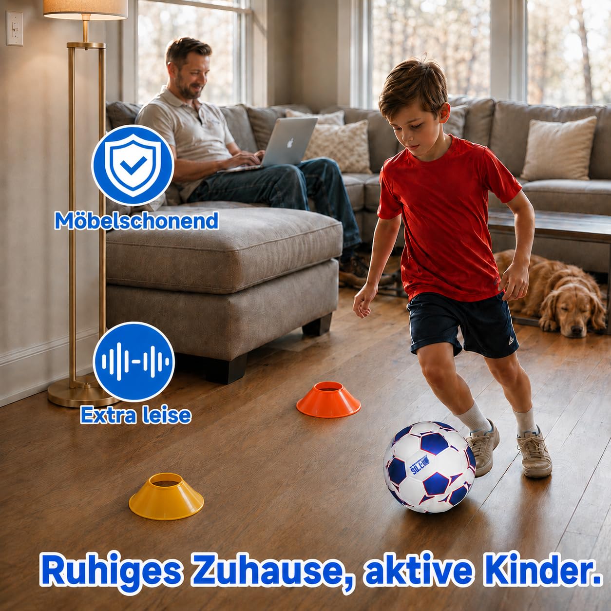 Indoor Football Training Ball Größe 5 - Der House Ball – Weicher Schaumfußball für Indoor-Training, Luftloser Indoor-Ball für Kinder und Erwachsene, Geschenk für Fußballfans Jungen 8–12 & Mädchen