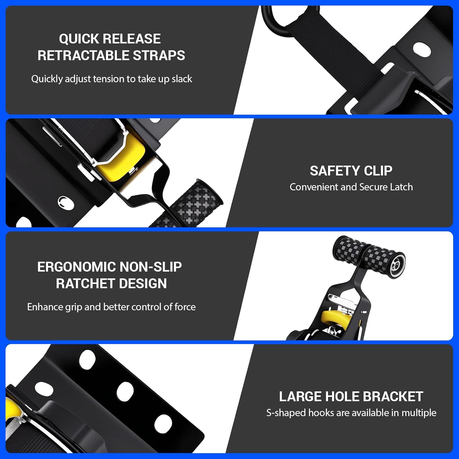 Retractable Ratchet Straps 2PCS Compatible with Ford F150 2015-2025, Self Retracting Tie Down Straps Compatible with Boxlink Truck Bed, Heavy Duty Cargo Straps for F150 Raptor F250 F350 Super Duty