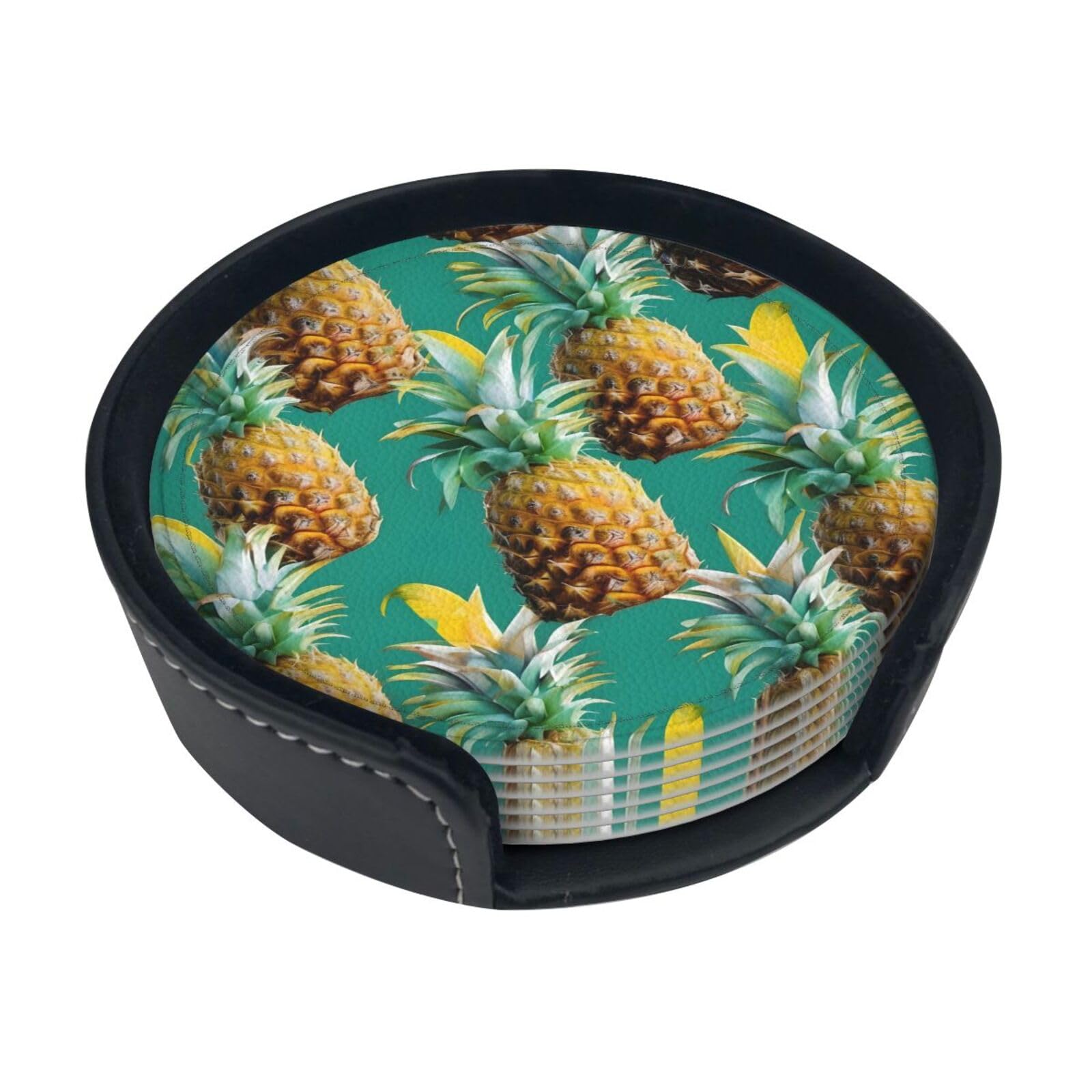 Dessous de verre anti-tache lot de 6 ananas en polyuréthane pour table basse
