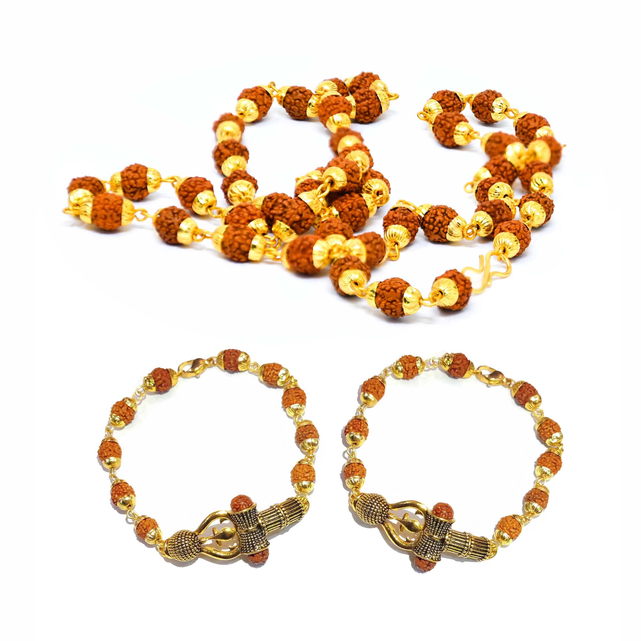 Wonder Care Rudraksha mala Panchmukhi (5 Face) with bracelet combo for meditaion jaap jap mala