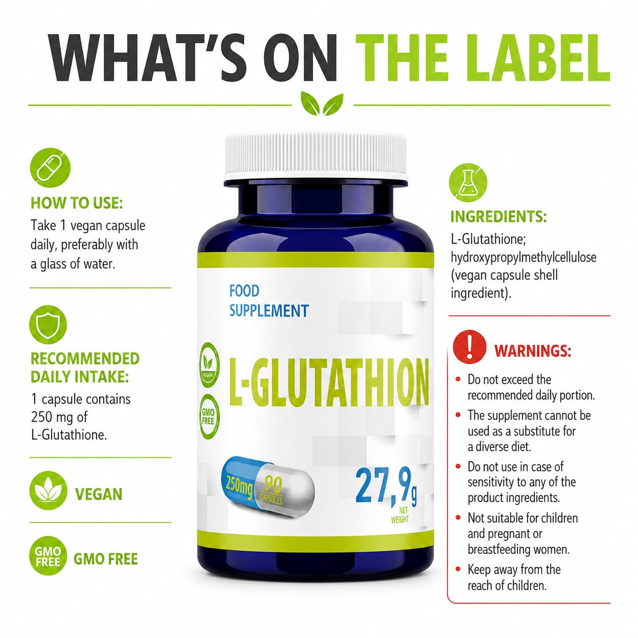 Hepatica L-Glutathion | 250 mg | 90 gélules végétales | cure de 3 mois | GMP & Testé en Laboratoire Indépendant