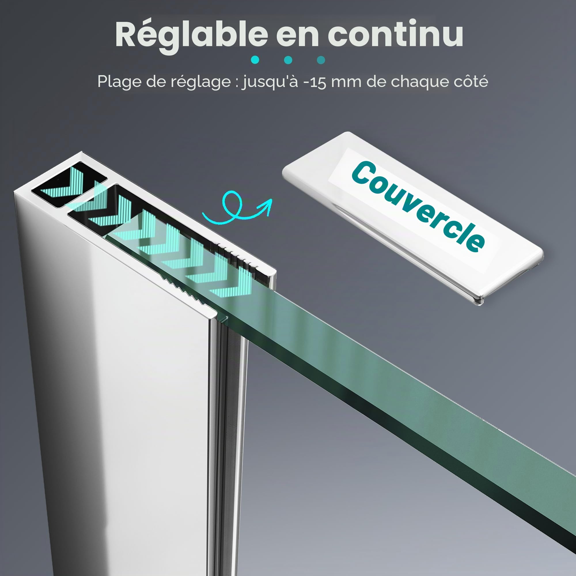 SONNI Paroi de douche 1200 x 2000 mm - Paroi de douche entièrement satinée - Verre nano ESG de 8 mm