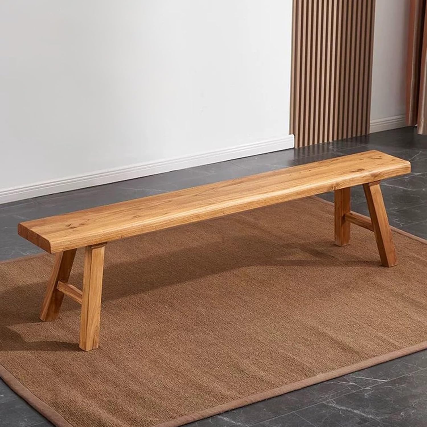 Dining Bench, Farmhouse Wood Bench, Dining Room Bench, Entryway Bench, Handcraft End of Bed Bench for Living Dining Room, Hallway and Bedroom, Rustic Brown(50cm/19.6in)