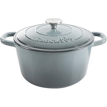 Crock Pot Artisan 5 Quart Enameled Cast Iron Round Dutch Oven, Slate Gray