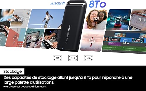 Samsung SSD Externe T5 EVO Portable, 8 To, Vitesses de lecture/écriture Jusqu'à 460 Mo/s, USB 3.2 Gen1, Compatible MacOs, PC, appareils Android, consoles de jeux, Noir, MU-PH8T0S/EU - 9