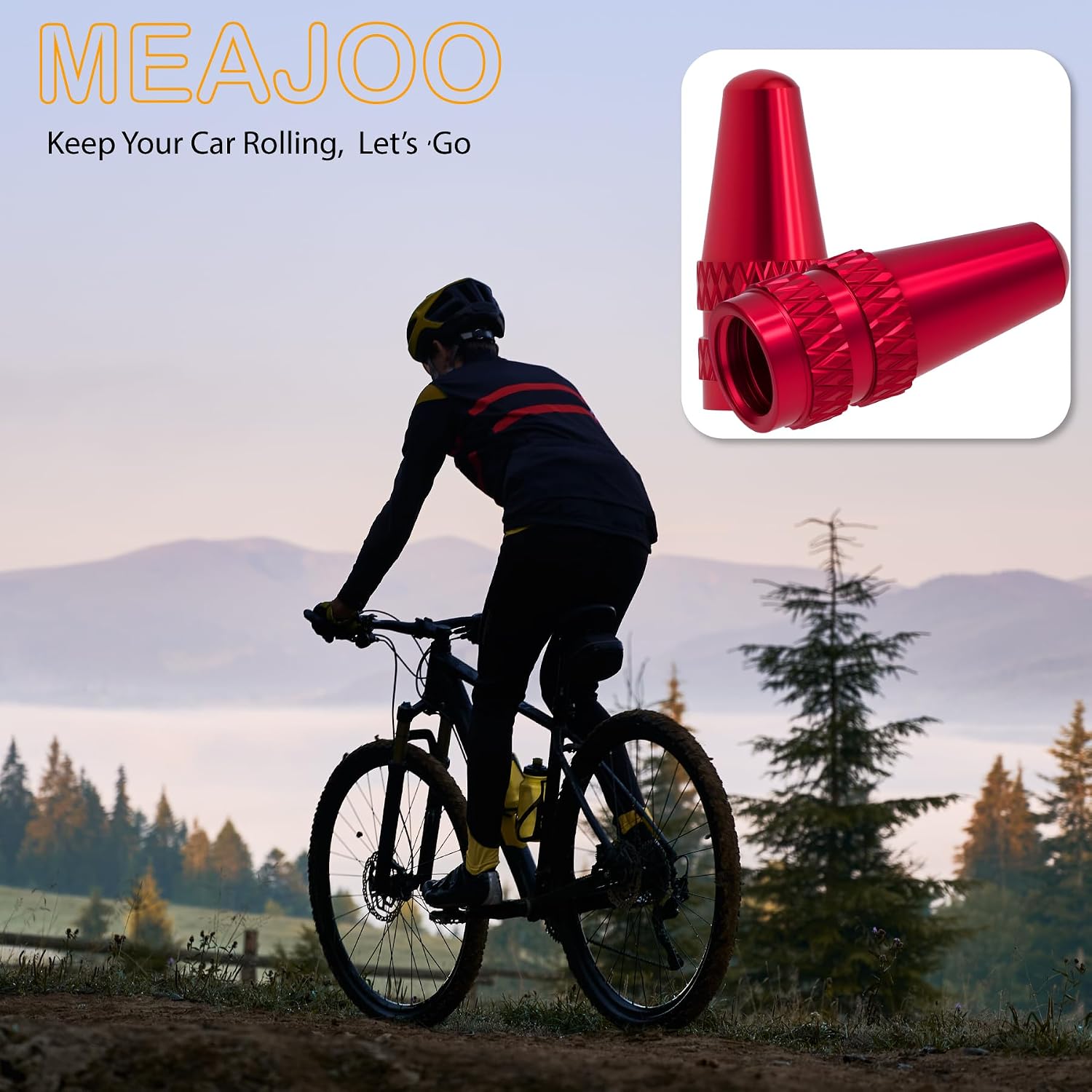 Red Presta Valve Caps (4 Pack) – Dust & Air Stem Covers for MTB, Road Bike, Bicycle – Fits French Valves, Aluminum Tubeless Tire Valve Caps