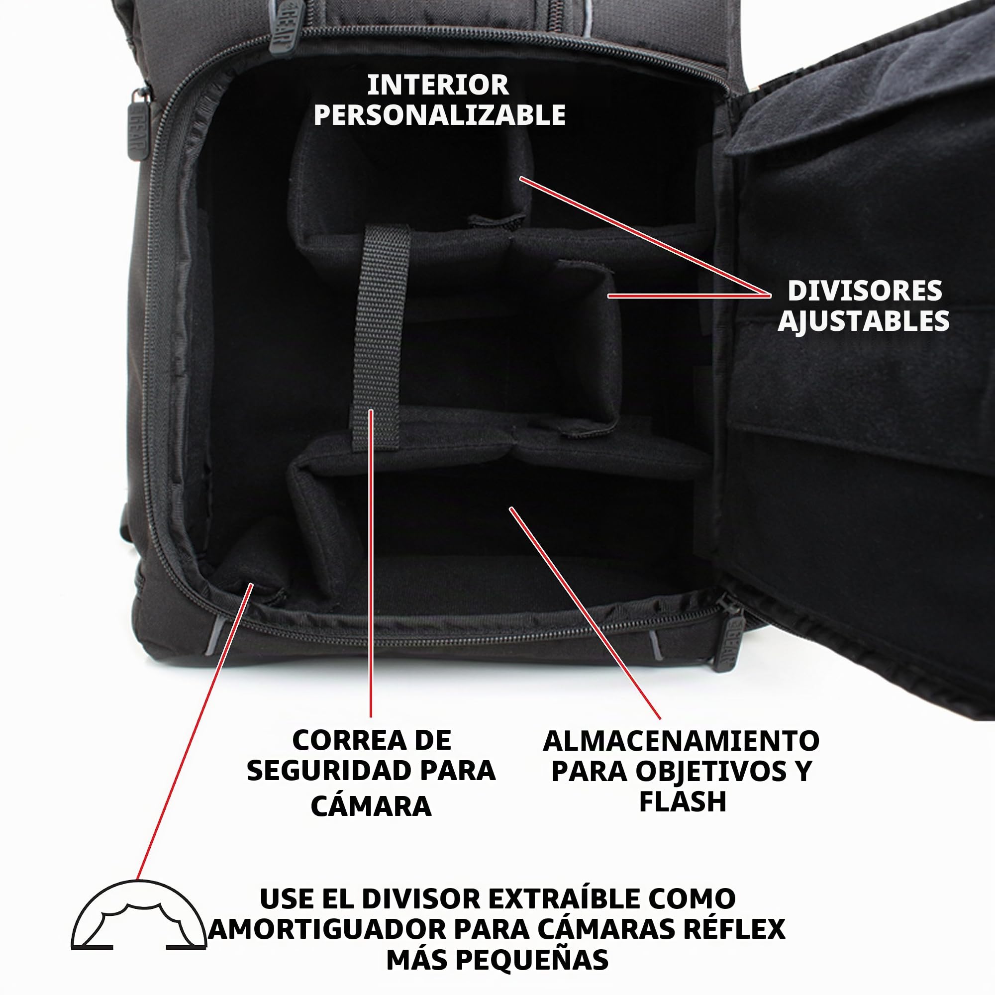 USA Gear Mochila Completa para Cámara DSLR, Funda Resistente al Agua Compartimento para Portátil y divisores para Meter un Tripode, Objetivos, Compatible con Canon, Nikon, Sony y Muchas más