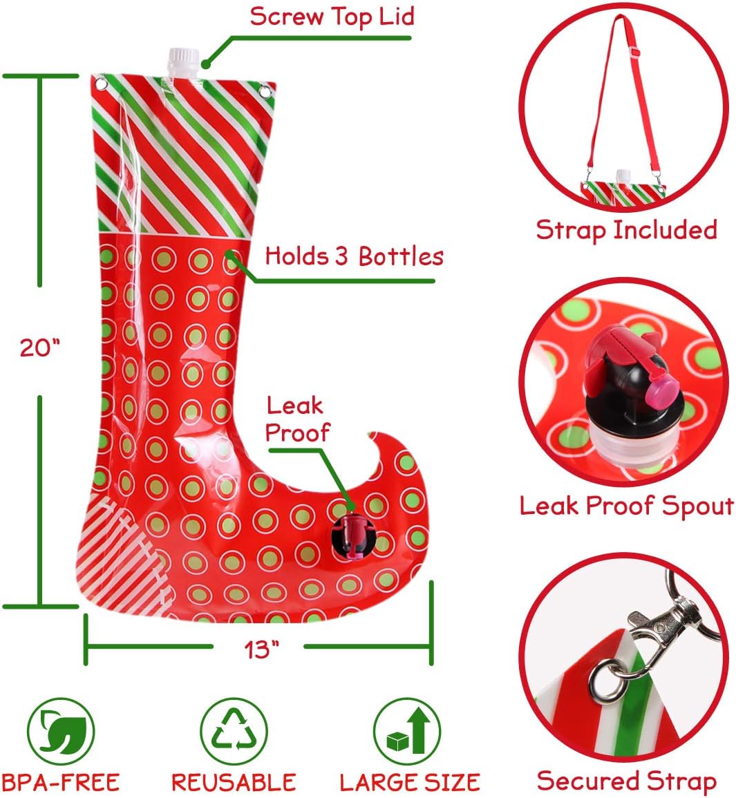 Buy 1 get 1 🔥 Christmas Stocking Flask Wine Dispenser- 2 Large Party Sock w/Shoulder Strap (Holds 3 Bottles)- Funny White Elephant Gifts Under 25 Dollar- Christmas Gag Gifts- Dirty Santa, Yankee Swap, Secret Santa Get Special Price Christmas Stocking Flask Wine Dispenser- 2 Large Party Sock w/Shoulder Strap (Holds 3 Bottles)- Funny White Elephant Gifts Under 25 Dollar- Christmas Gag Gifts- Dirty Santa, Yankee Swap, Secret Santa