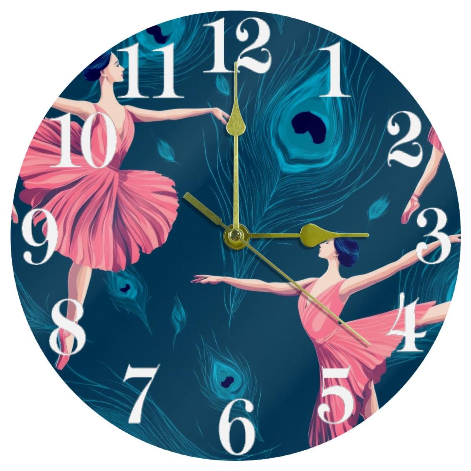 Horloge murale ronde silencieuse à quartz pour cuisine et bureau