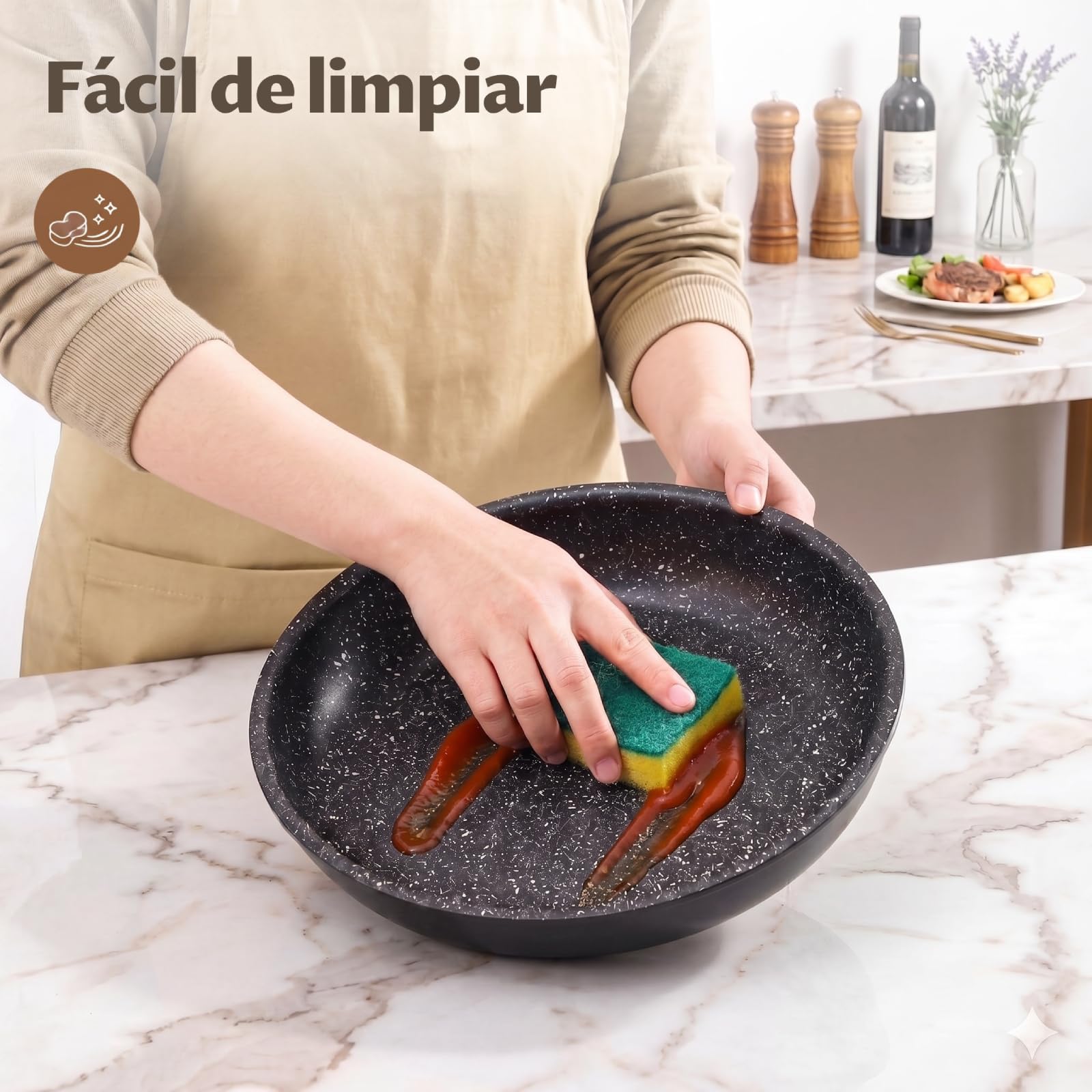 Fadware Juego de Sartenes Antiadherentes con Mango Extraíble, Sartenes para Inducción y Todo Tipo de Cocinas, Apilables para Ahorrar Espacio en Cocinas Pequeñas y Campers, Aptas para Horno hasta 230°C | Sartenes para Todo Tipo de Fuegos, Apilables para Ah