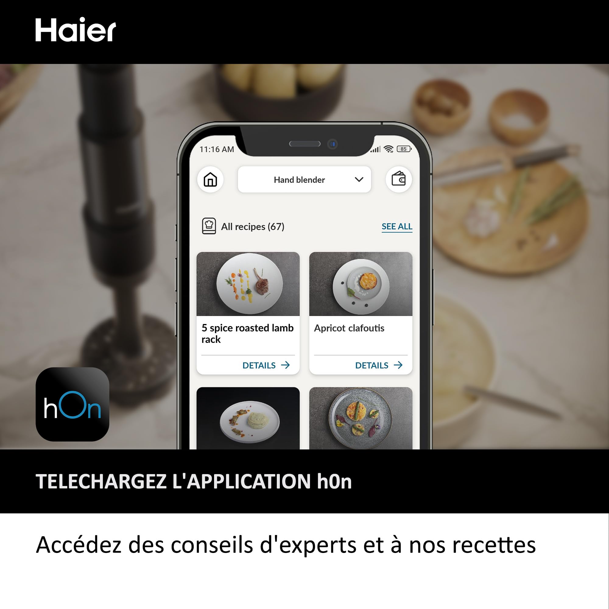 Haier I-Master Série 5 Mixeur Plongeant, Électrique 1000W, Vitesses Variables, Fonction Pulse, 3 Lames [Noir]