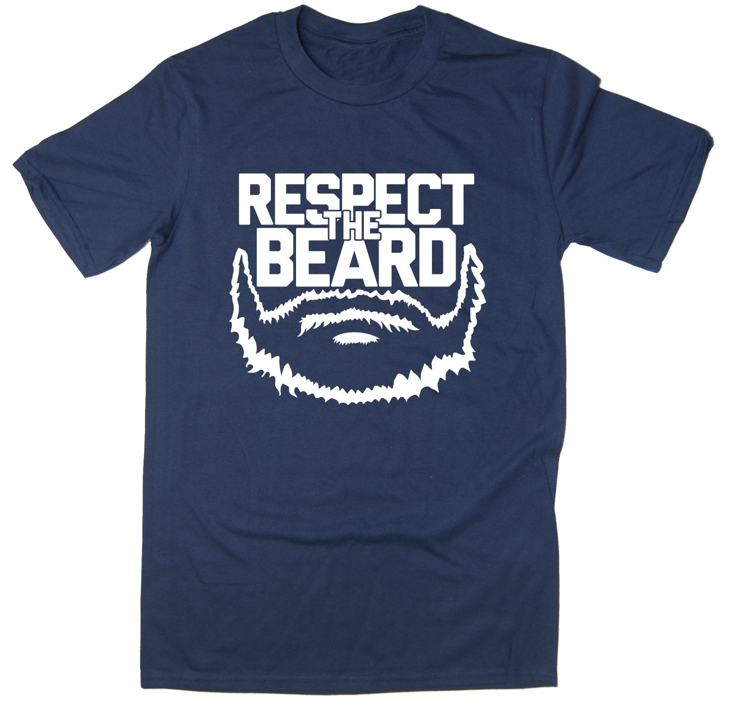 Rocket Fuel Men's Navy 'Respect The Beard' Funny Printed T-Shirt - Medium