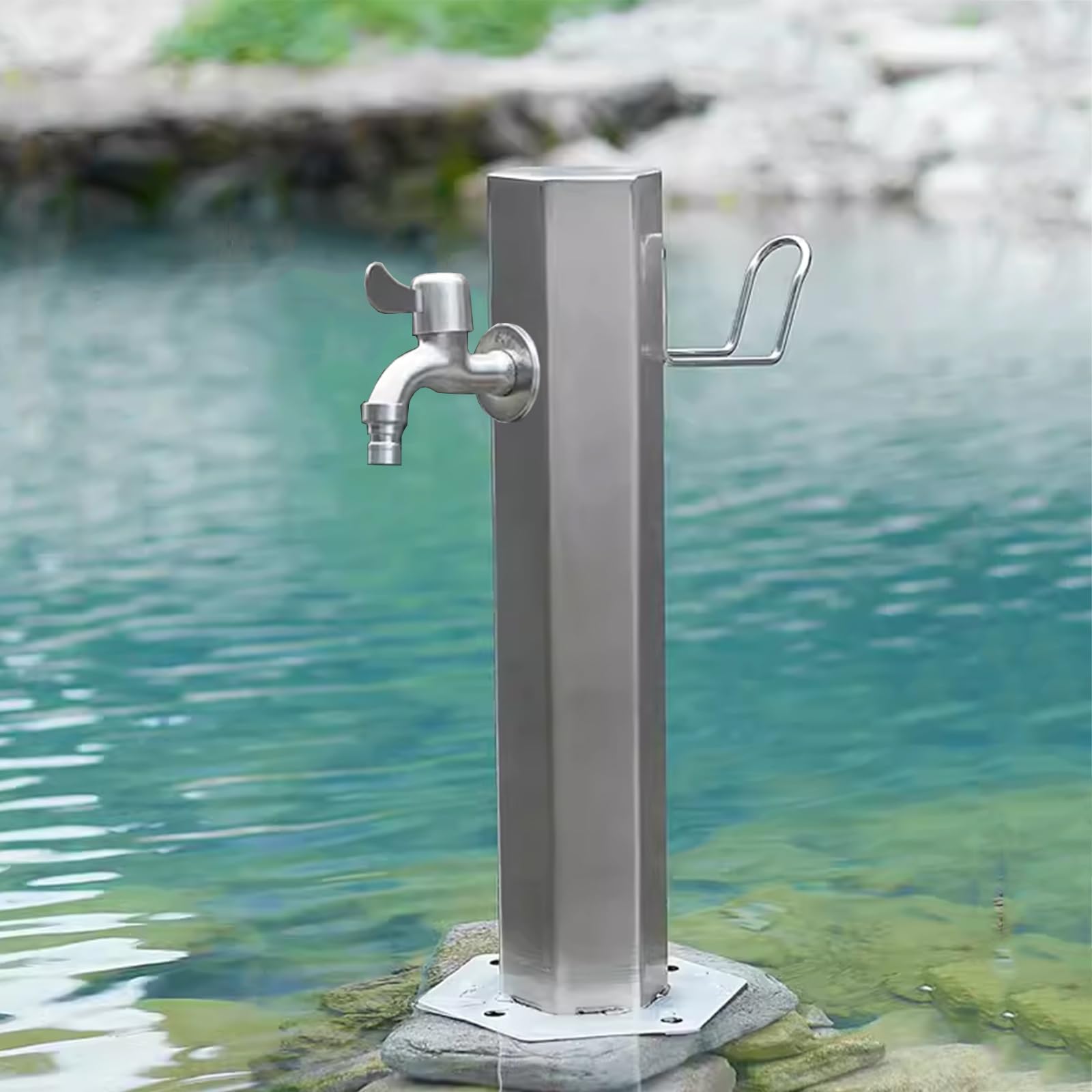 BHGFYXBS Stainless Steel Cylindrical Vertical Garden Water Column, Winter Freeze Crack Garden Water Column, Two Water Inlets Are Optional