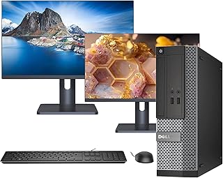 DELL Optiplex 9020 SFF Computer Desktop PC, Intel Core i7 Processor, 32 GB RAM, 2000GB (2TB SSD), WiFi, Bluetooth 4.0, Dual 24 inch LED Monitors, Windows 10 Pro (Reed)