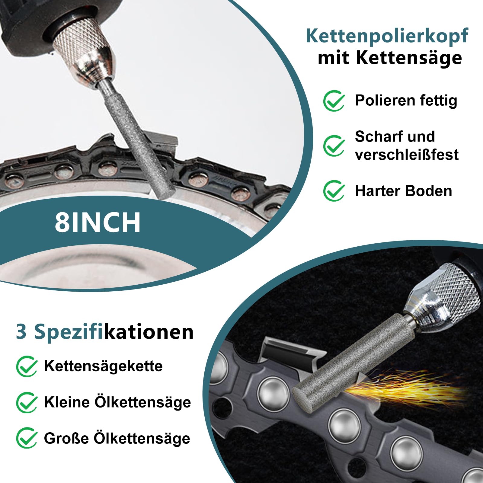 3 x 25 cm zaagketting 3/8 inch LP 40 aandrijfschakels 1,1 mm terugslagarme accukettingzaag ketting voor 10 inch zwaard, reserveketting compatibel met Makita DUC254Z, Einhell-GE-LC 18/25 Li, Oregon