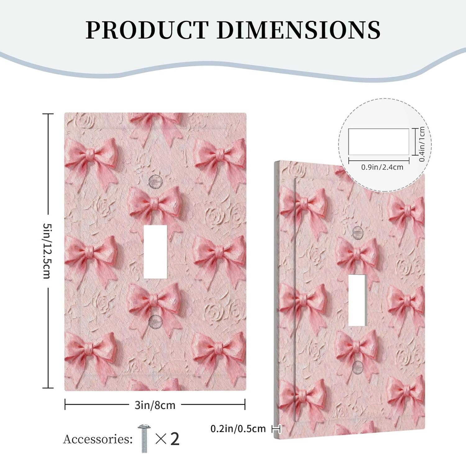 Decorative Light Switch Cover Plate Pink Bow 1 Gang Single Toggle Wall Plates for Electrical Outlet Covers Switch Plate Covers Faceplate for Girls' room Bedroom Home Decor image 5