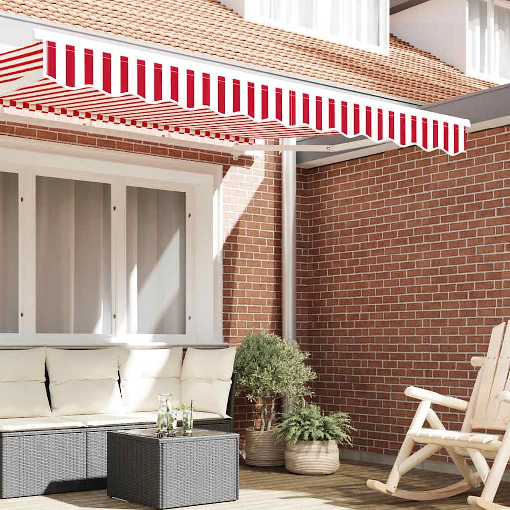 Markisenschürzen Ersatz Rot Weiß aus Polyester 2,5 m für Markisenrahmen wetterfest wasserabweisend UV-beständig Sonnenschutz Balkon Garten Terrasse Outdoor