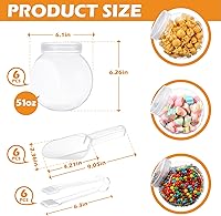 Vista 2 de Sunnyray 6 juegos de tarros de plástico para dulces de 51 onzas para bufé de dulces con tapas, tarros de barra transparente con cucharas y pinzas