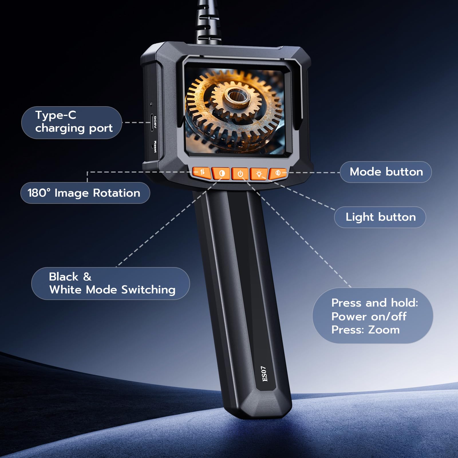 Endoscope Camera with Light, 2.8" IPS 1080P HD Handheld Borescope, 8 Adjustable LEDs, 16.4ft Semi-Rigid Snake Inspection Camera, IP67 Waterproof, for Automotive, Sewer, HVAC, Men Tools Cool Gadgets