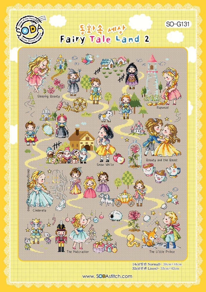 SO-G131 Fairy Tale Land 2, SODA Cross Stitch Pattern leaflet, authentic Korean cross stitch design chart color printed on coated paper