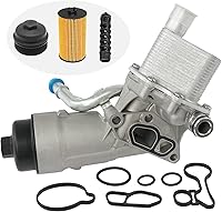 Vista 8 de Adaptador de conjunto de carcasa de filtro de enfriador de aceite de motor con junta, inserto, tapa compatible con Chevy Cruze Sonic Malibu Aveo