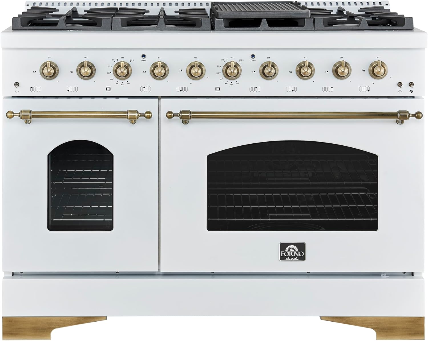 FORNO 48" Duel Fuel Range 8 burners in White color