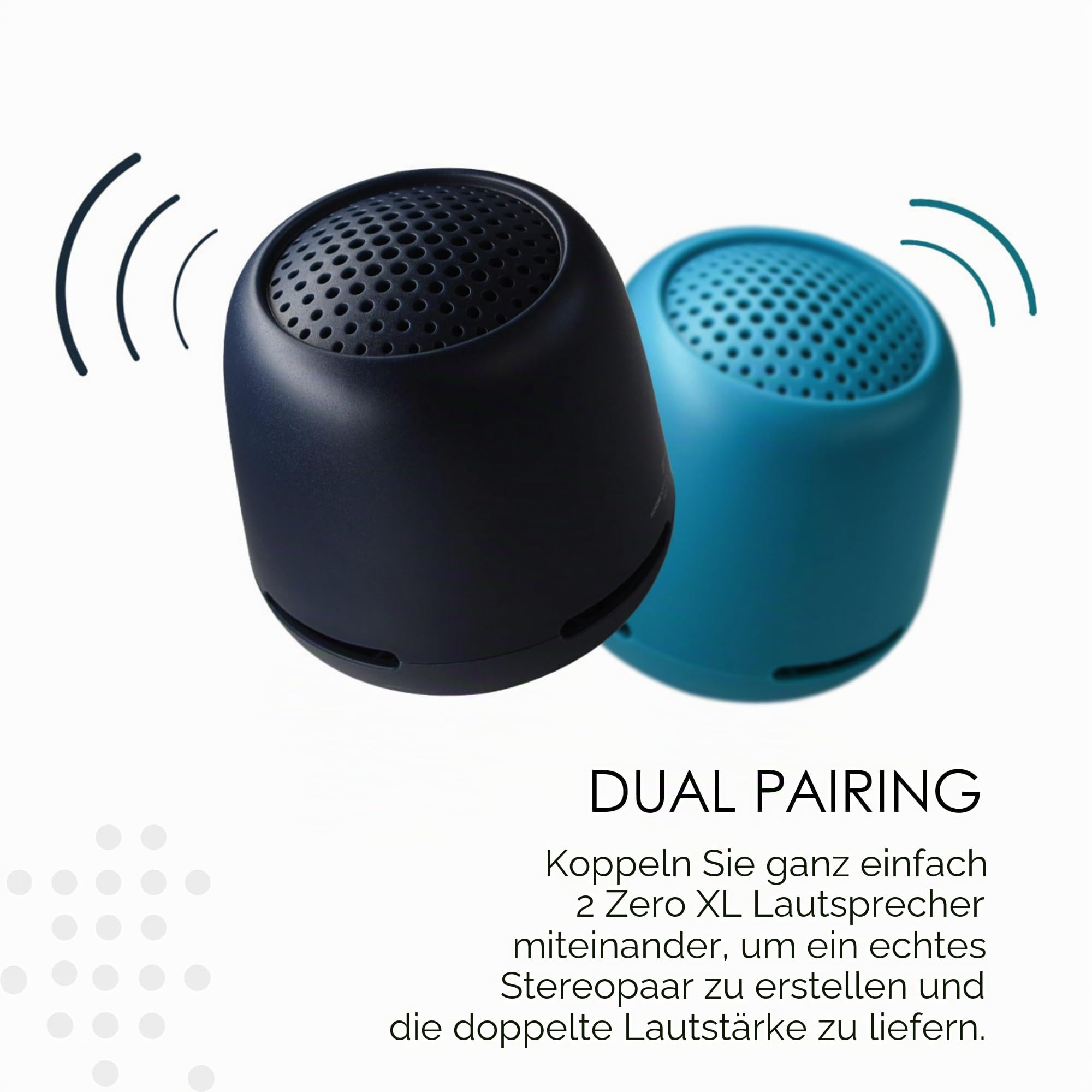 Boompods Zero XL Outdoor Lautsprecher - IPX7 Wasserschutz Tragbarer Bluetooth Lautsprecher, 9 Stunden Akku und Dual-Pairing, Kabellose Musikbox klein für Dusche, nur für Apple-Geräte, Schwarz