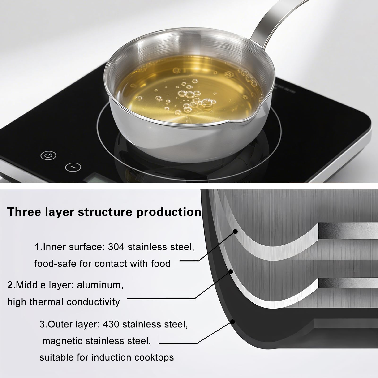 Stainless Steel Butter Warmer - Milk & Coffee Pot -4