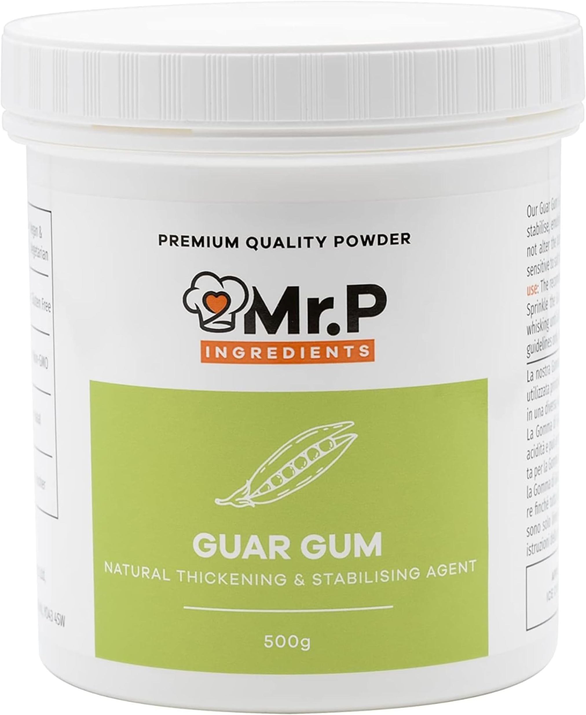Mr.P Ingredients Guar Gum 500g Powder Thickener and Stabiliser Agent Vegan Vegetarian Halal Kosher Gluten Free (Recyclable Pot)