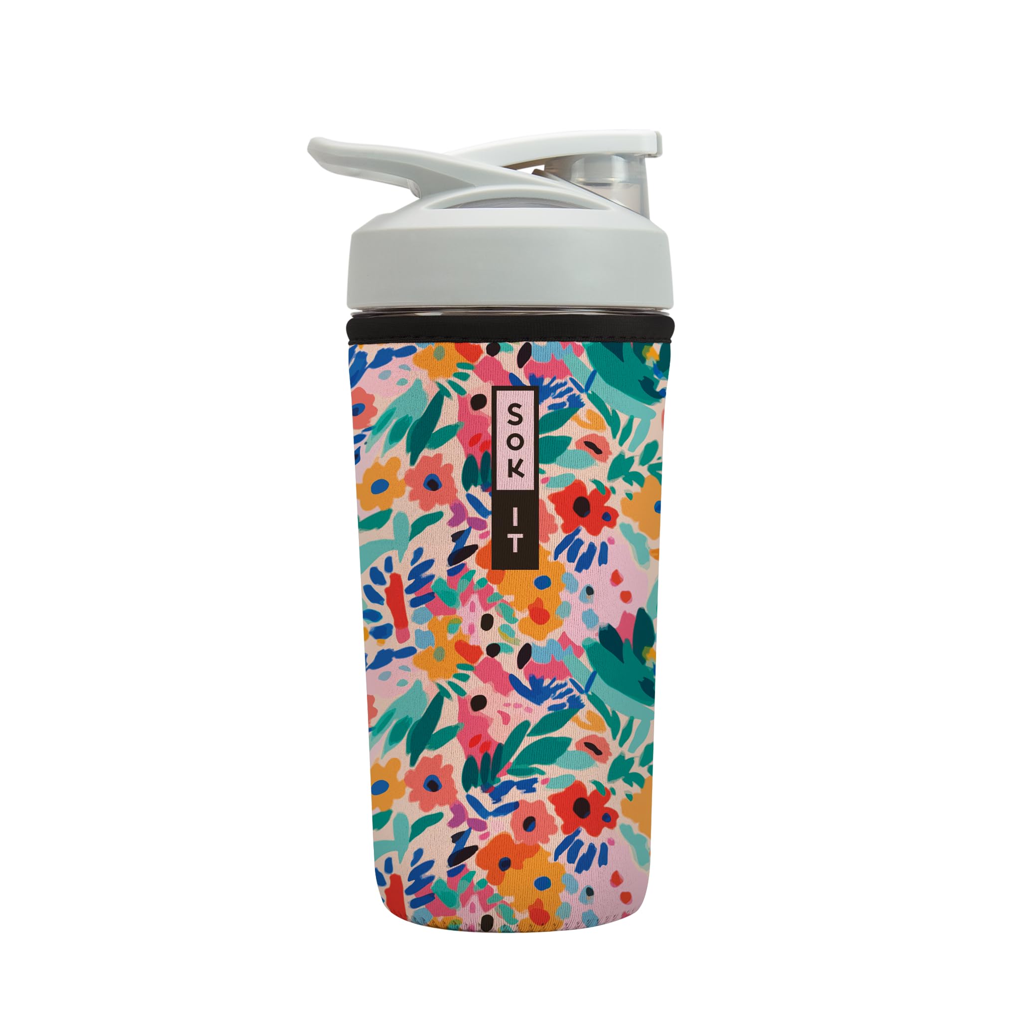 Sok It BotlSok Protein Blender Shaker Bottle Sleeve Insulated Neoprene Cover (Abstract Floral, Fits 28oz Blender)