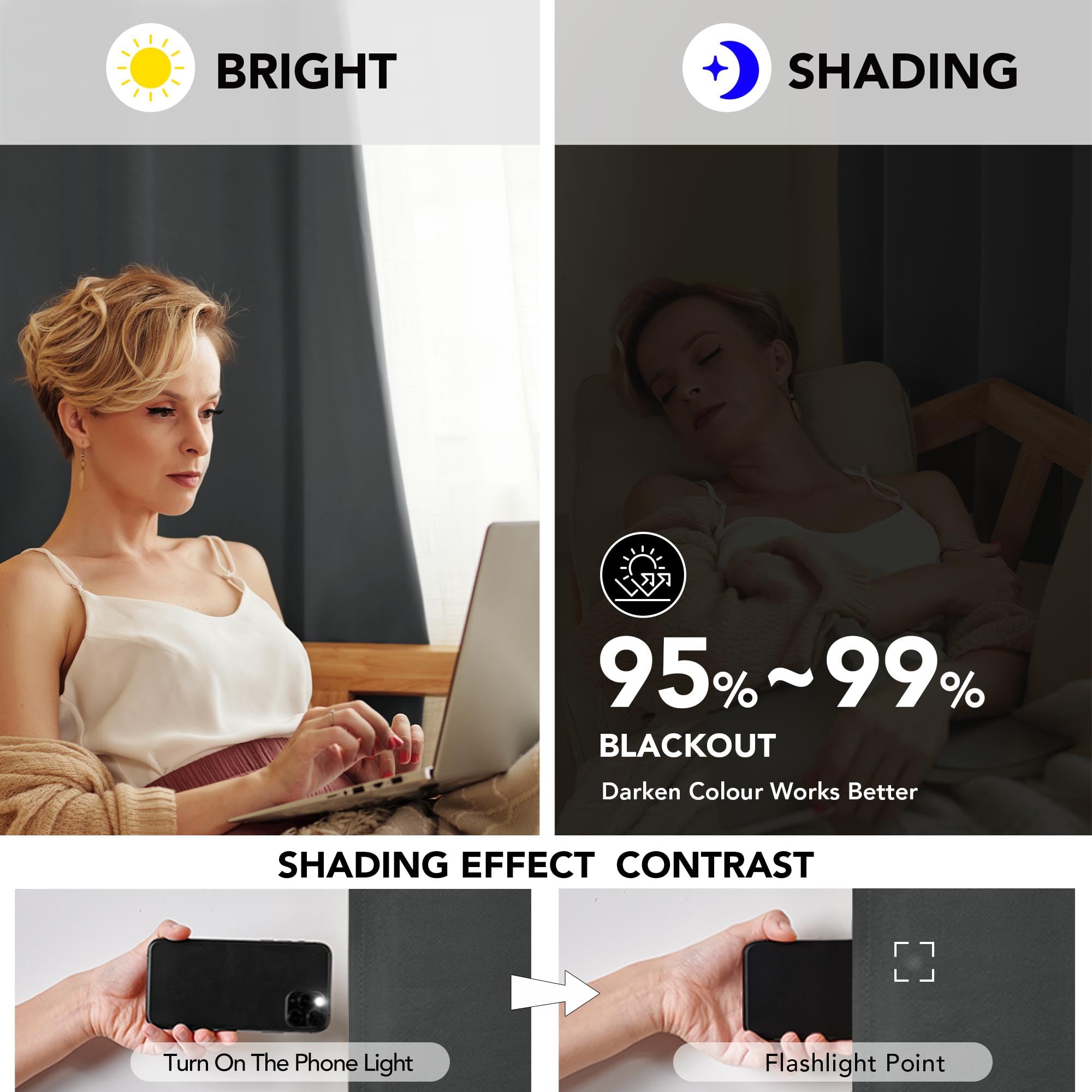 Deconovo Tende Oscuranti per Interni 2 Pezzi 138 CM Altezza, Termiche Isolanti, Anti-Rumore, con Anelli, Ideali per Camera da Letto e Soggiorno, 117x138 CM, Grigio Scuro