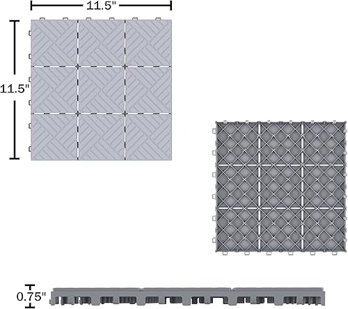 Miniatura 3 de Pure Garden 196593412945 Paquete de 30 azulejos para exteriores grises