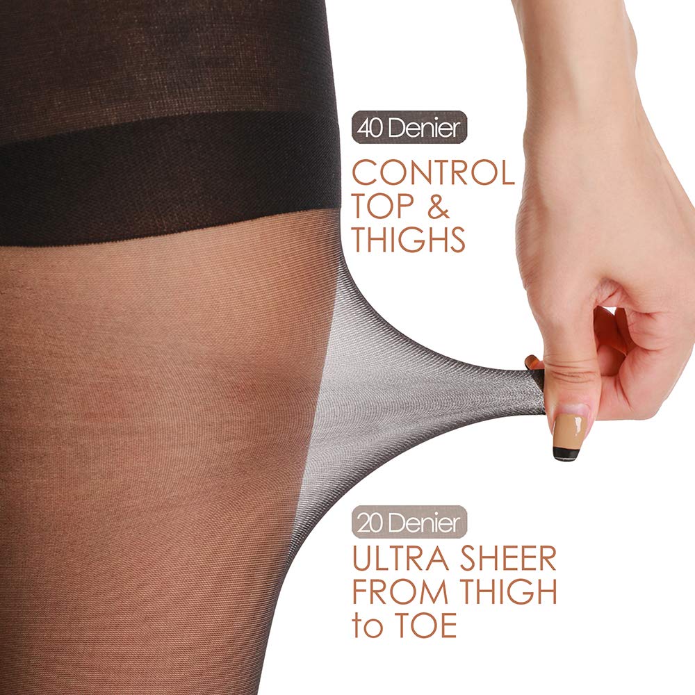 Panty Hose Women's WAKUNA 3 Pairs Sheer Tights For Women 20D Pantyhose Control Top Invisible Reinforced Toes Black Or Nude P 78080161 Leggs Pantyhose For Women