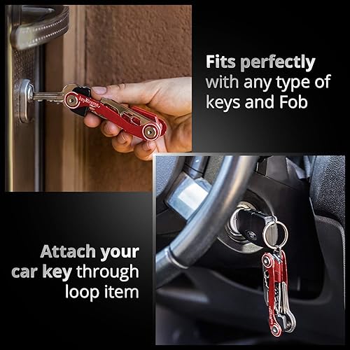 Miniatura 8 de KEYXTREME Llavero inteligente y compacto de hasta 42 llaves estándar, organizador de llaves con bordes redondos y sistema antiaflojamiento mejorado,