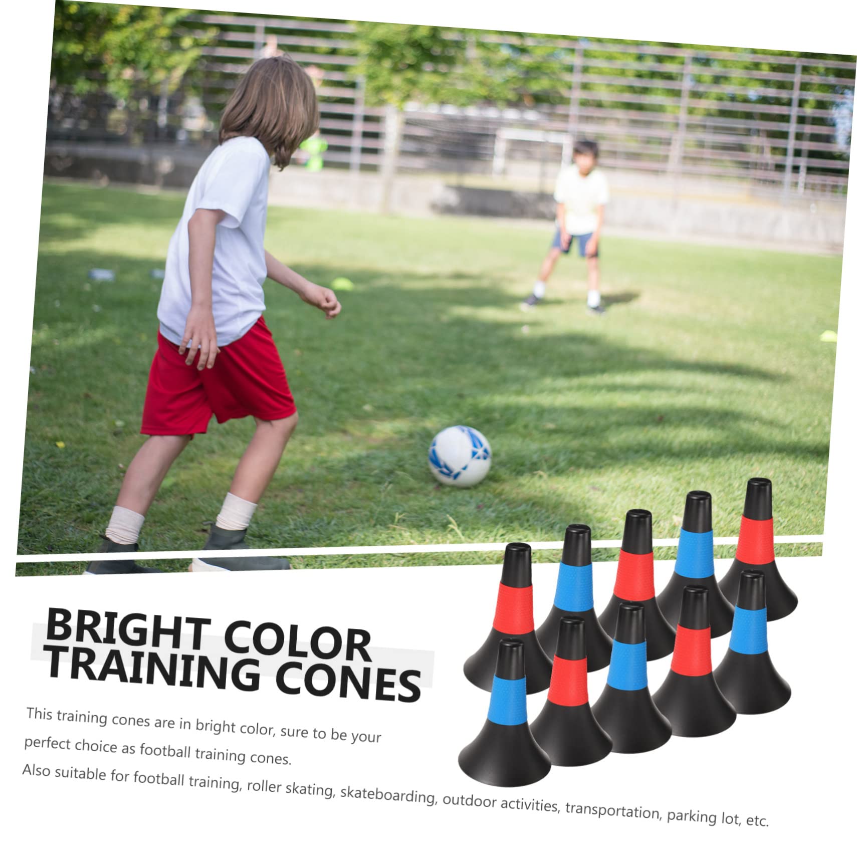 BESPORTBLE 10pezzi Coni di Allenamento per Calcio Segnaletica Sportiva Plastica Coni per Allenamento Visibili Vari Colori Attrezzatura Sportiva per Allenamenti e Giochi di Squadra