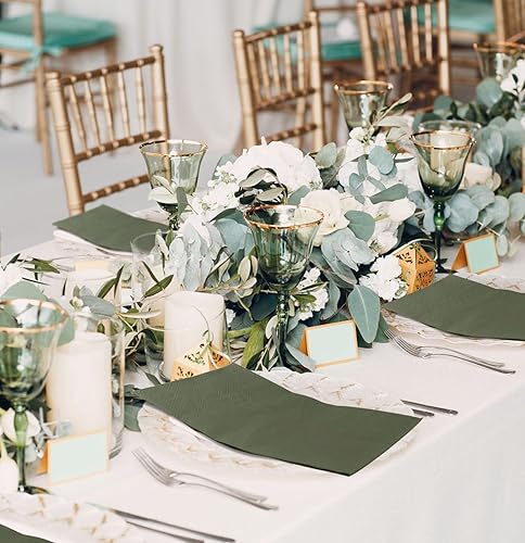 Miniatura 5 de 100 servilletas de 3 capas de color verde salvia de 13 x 15.7 pulgadas, servilletas de baño para invitados, servilletas de postre, toallas de mano