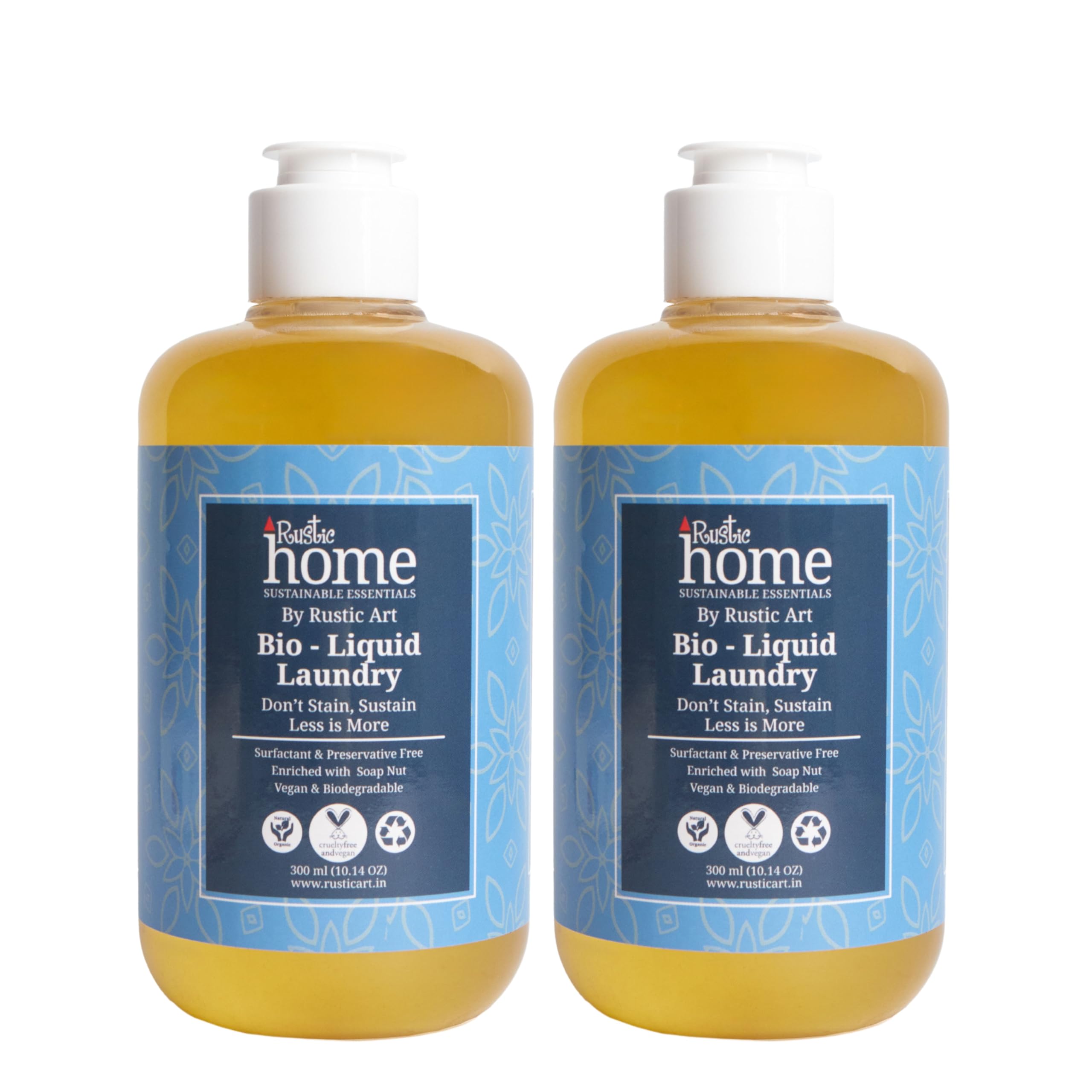 Rustic Home Bio Liquid Laundry | Deep Stain Removal Power | Gentle Fabric Softness | Baby Safe Clothes | Front & Top Load | 300 ml Pack of 2-image-34