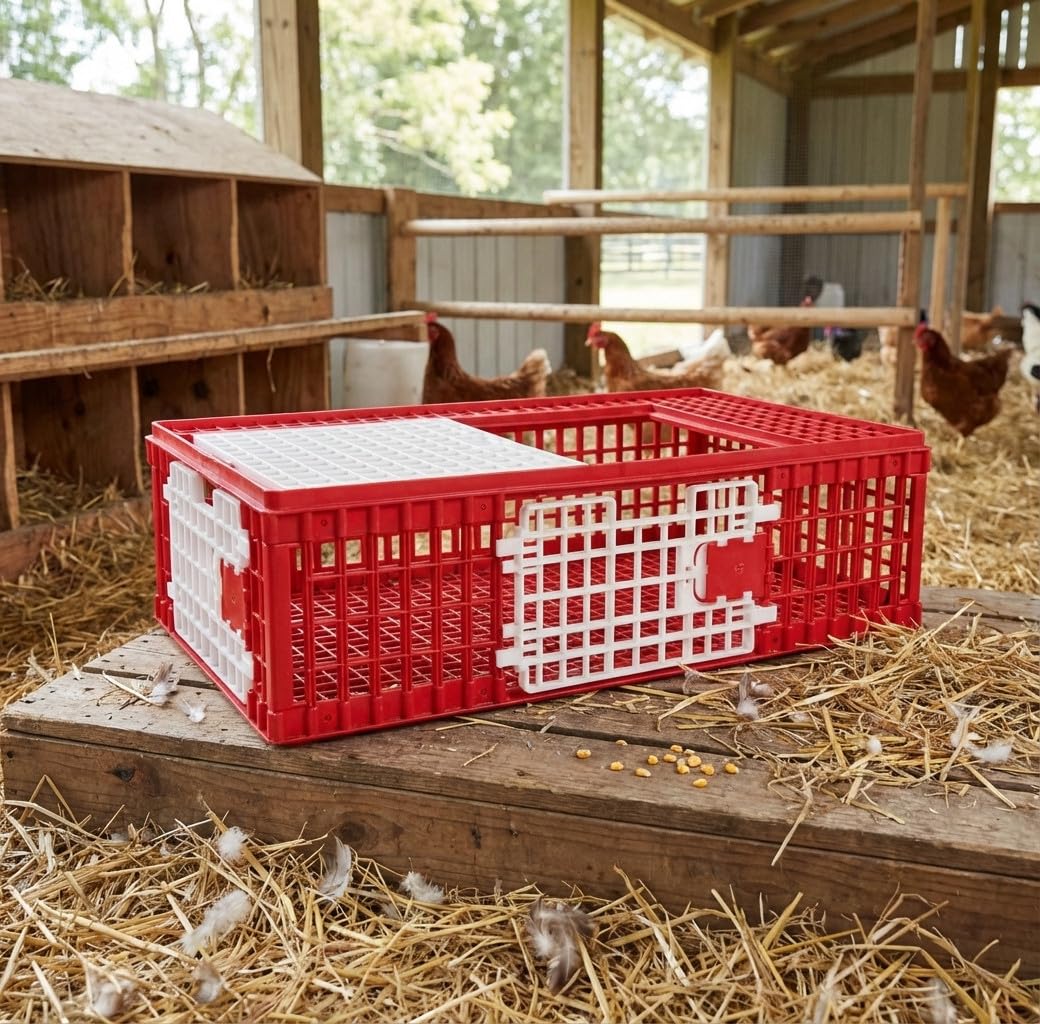 Suinga Jaula de Transporte de Plástico para Aves, Ganado y Agricultura | Apilable | Desmontable | Resistente | 95x57x29 cm | con 3 Puertas