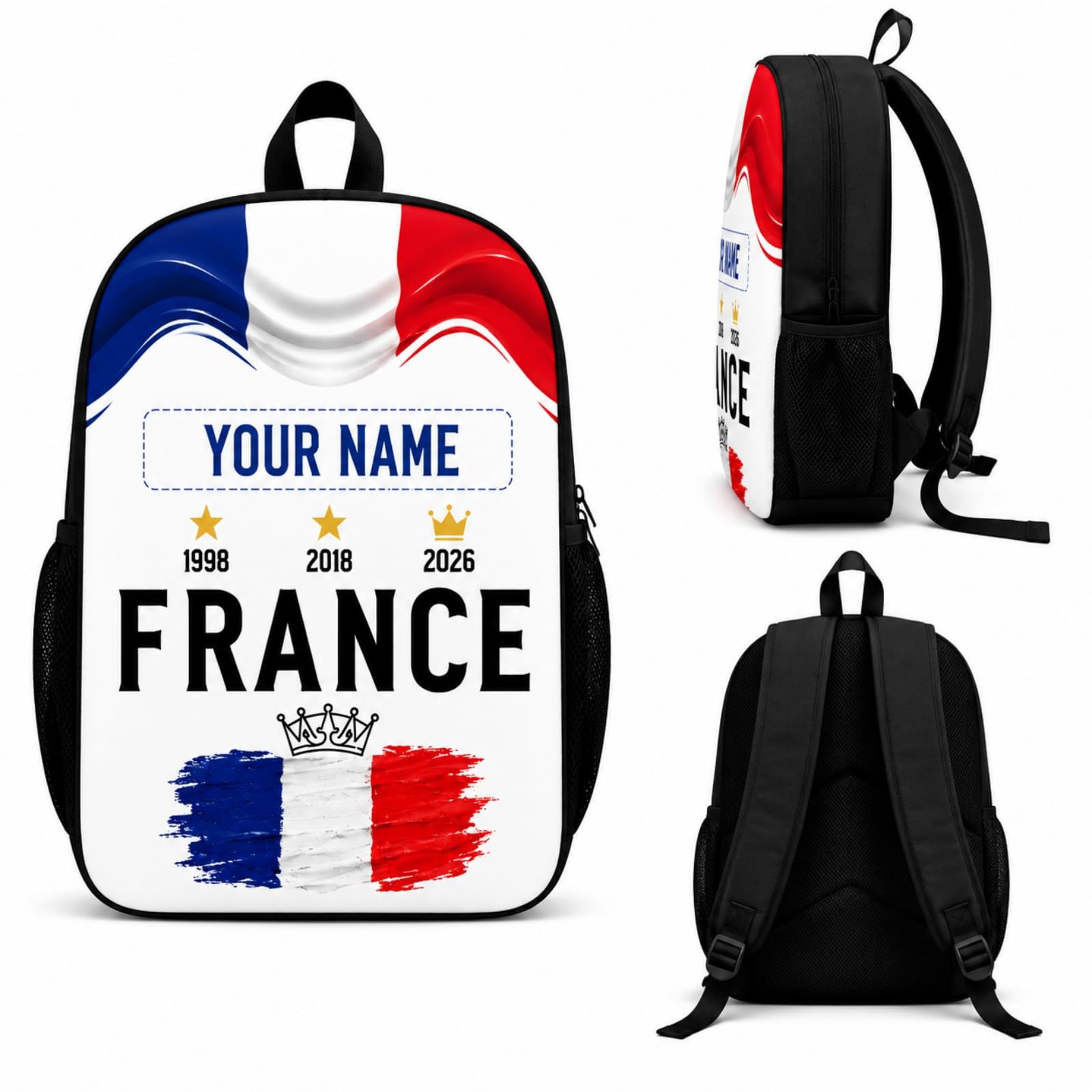 Personalised Football Backpack with Your Name, Personalised Backpacks for 2026 Football Theme with National Flags, School Bag Boys, Rucksack for Men Women, Ideal for School Office Travel