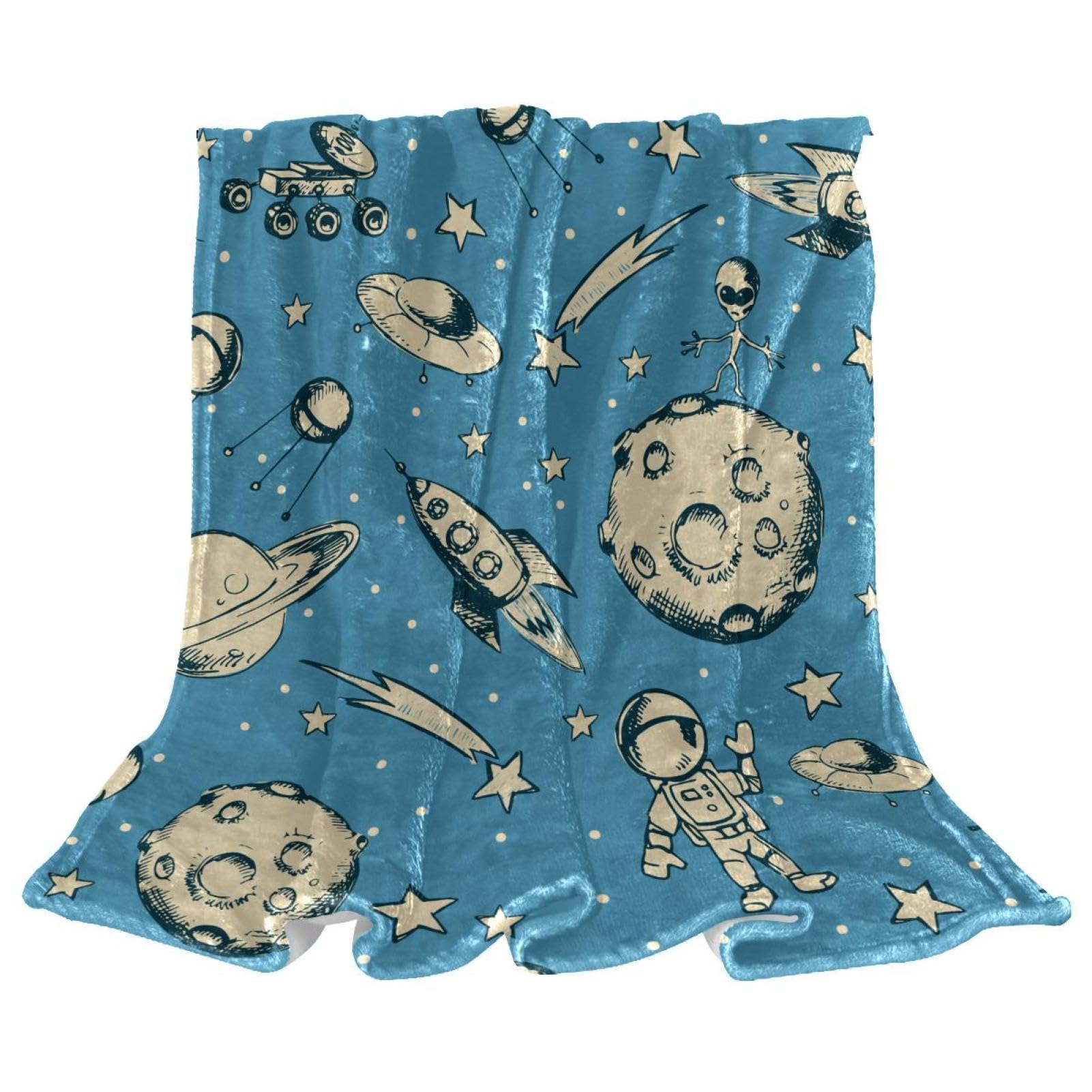 Couverture polaire aliens haut de gamme : jeté de lit imprimé espace, douceur et confort 150x200