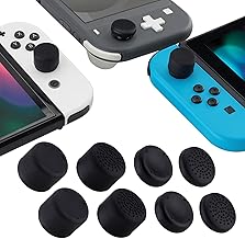 eXtremeRate 4 Pairs Black Anti-Slip Silicone Extended Length Thumb Grips Thumbstick Caps Case Cover for Nintendo Switch and Switch OLED Joy-con Controller, Joystick Cover Caps for Nintendo Switch Lite