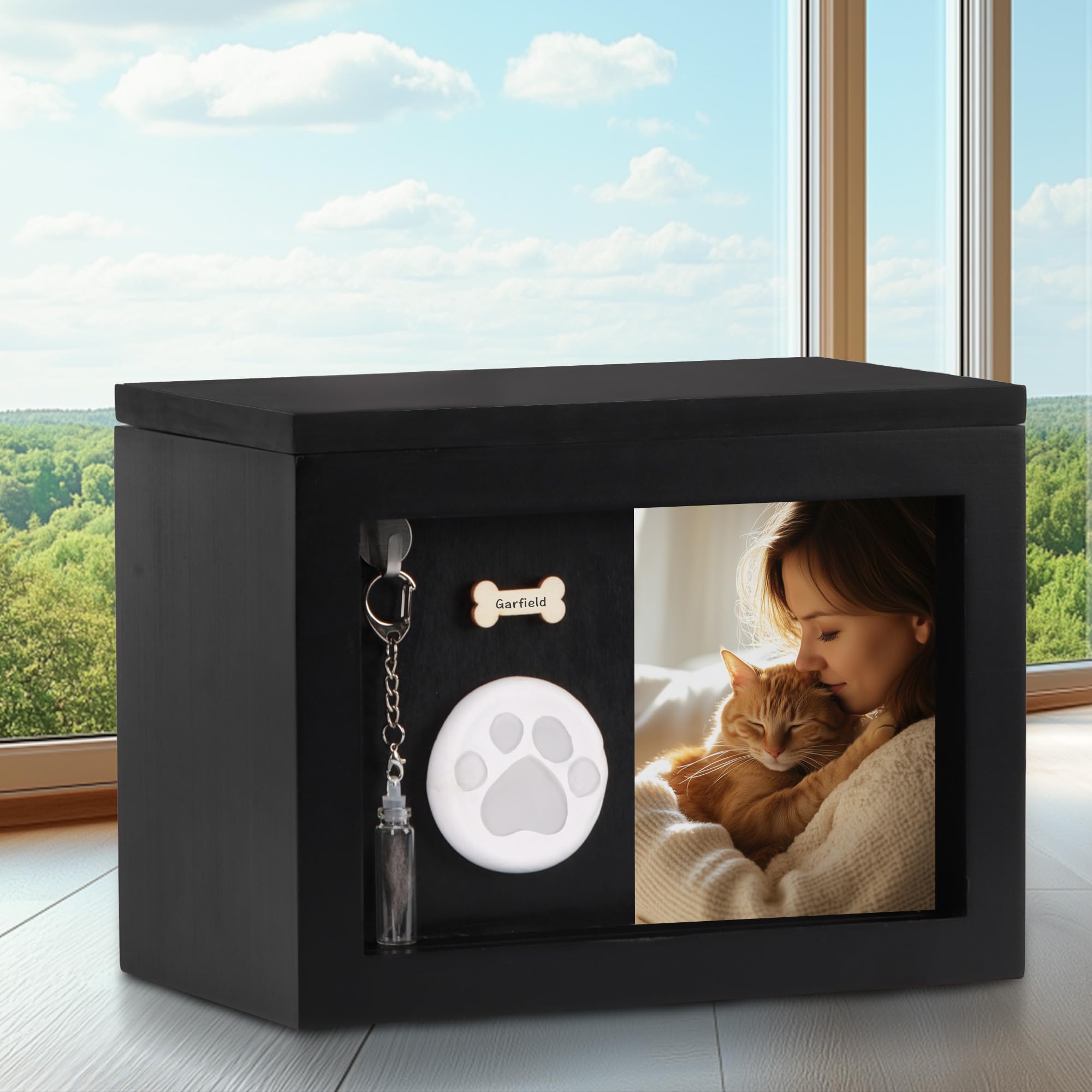DiDiBirDi Animal Urns for Dogs Black Handmade Wooden Dog Urn - Image 4