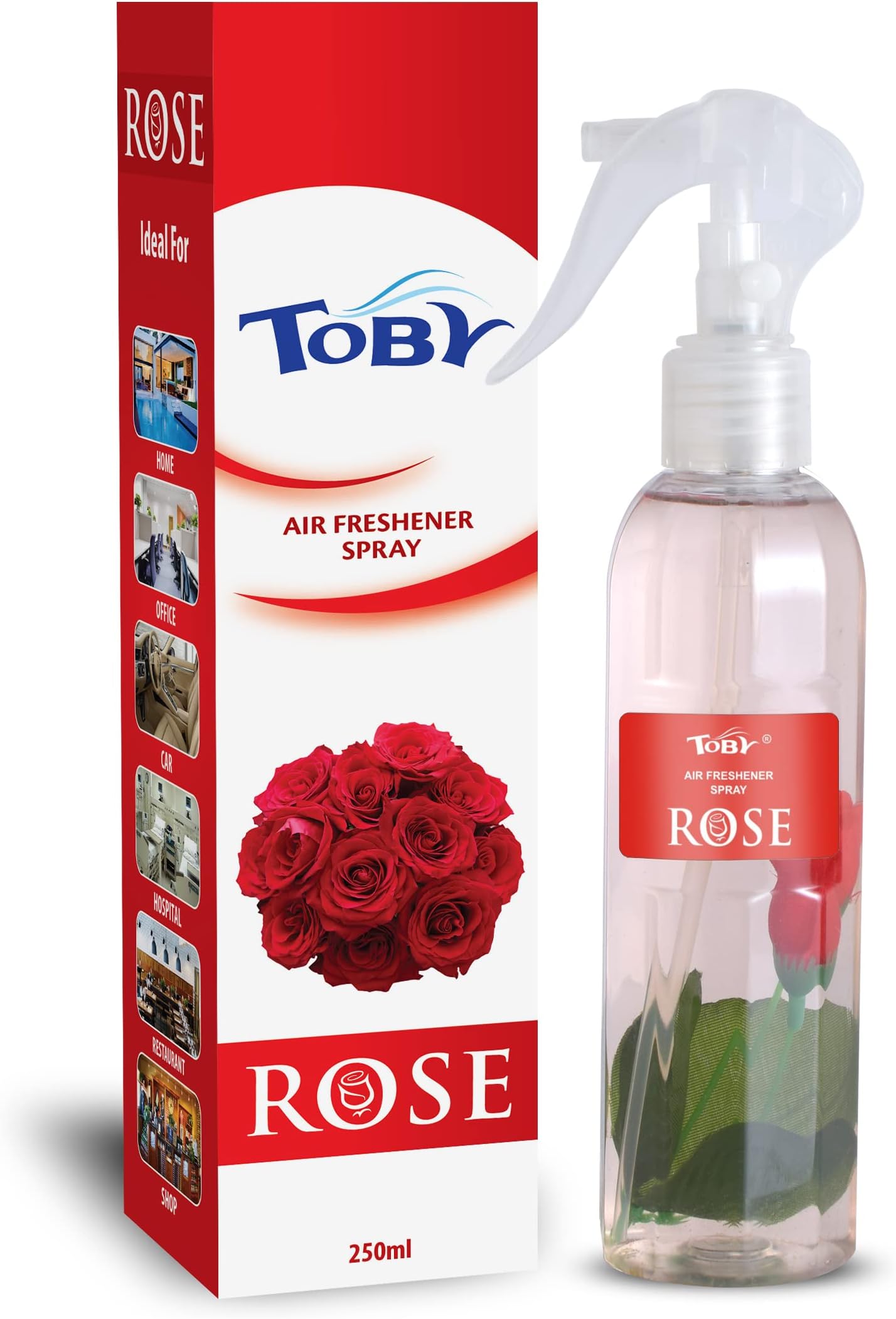Toby Air Freshener Spray - Rose | Long-Lasting Fragrance | (250 ml) (Pack of 1)