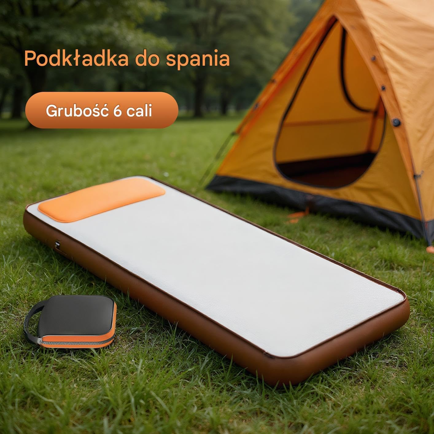 Turystyczna Mata Do Spanania - Samopompująca Piankowa Podkładka 15 cm Grubości,Wbudowana Pompa Składane Podłoże Do Namiotu Podróż Plaża