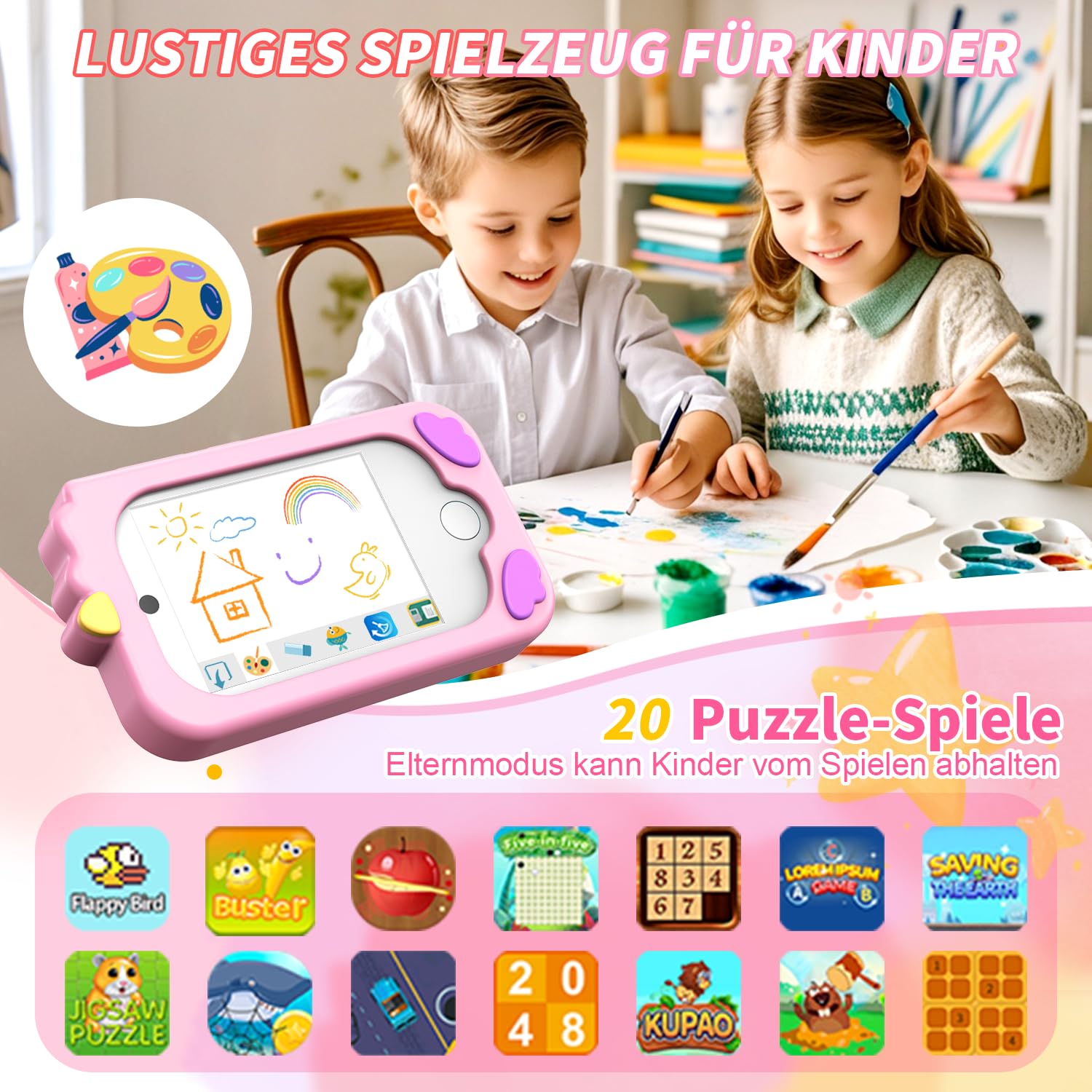 CHAKEYAKE Kinderkamera,Kinder Handy Smartphone Lernspielzeug,Kinder Kamera mit Dual Kamera 2.8" Touchscreen & MP3 Player&32GB Karte, Jungen Mädchen 3 4 5 6 7 8 9 10 Jahre Geburtstags Geschenke